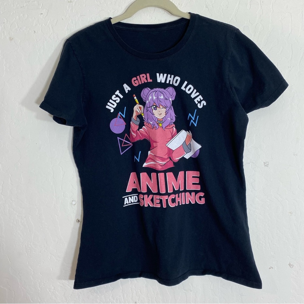 Just a girl who loves Anime and Sketching graphic tee shirt